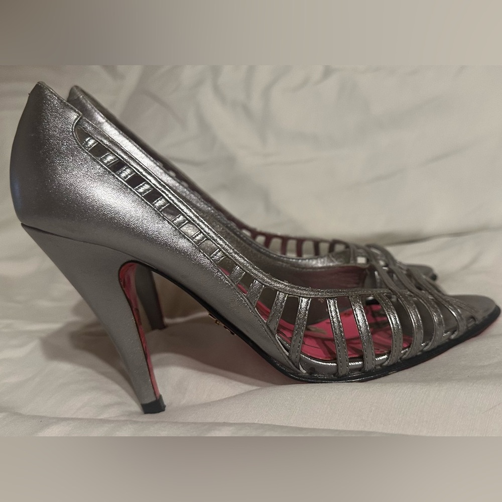 Betsey Johnson metallic silver heels